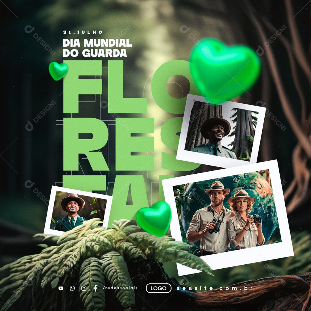 Dia Mundial do Guarda Florestal 31 de Julho Social Media PSD Editável