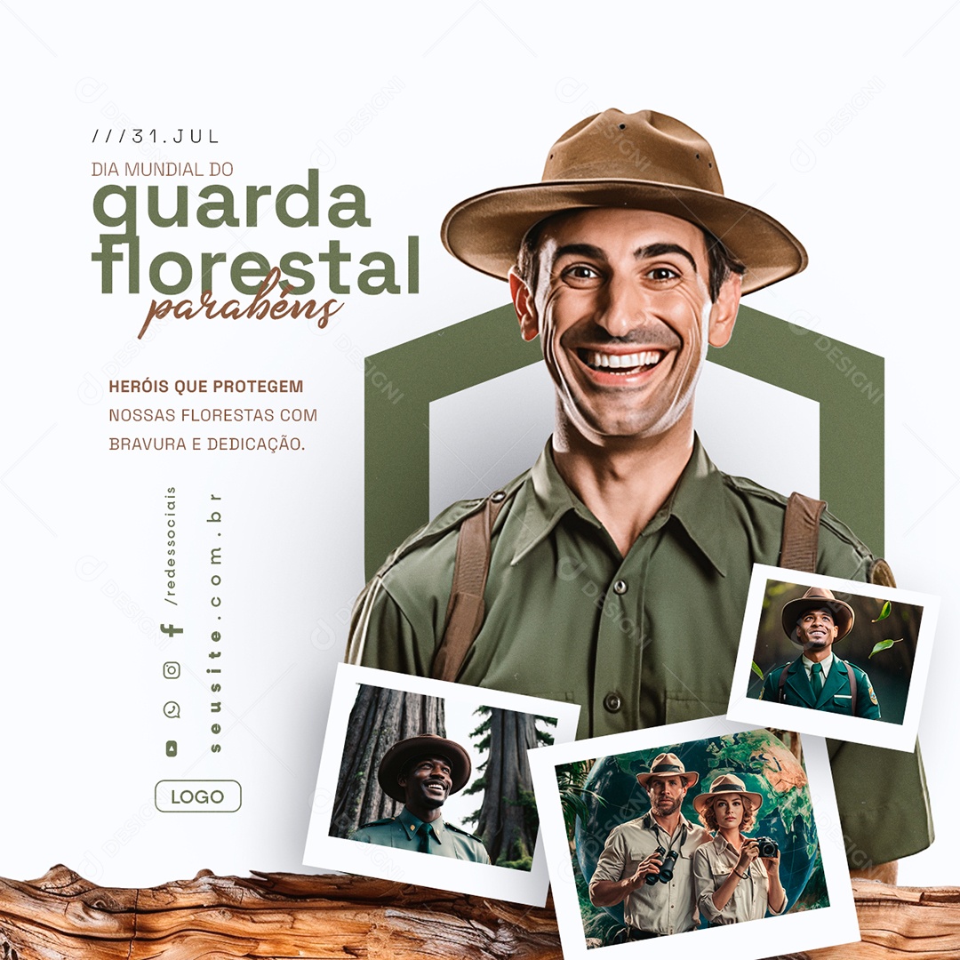 Dia Mundial do Guarda Florestal 31 de Julho Parabéns Social Media PSD Editável
