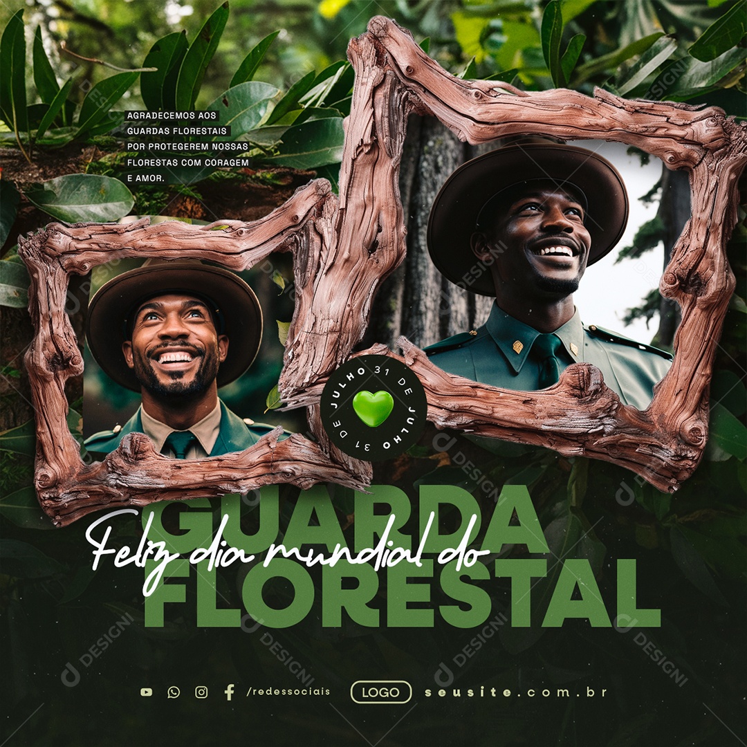 Feliz Dia Mundial do Guarda Florestal 31 de Julho Social Media PSD Editável