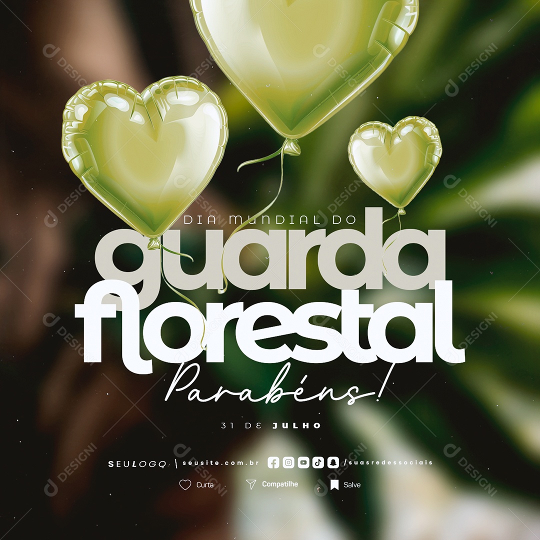 Dia Mundial do Guarda Florestal 31 de Julho Parabéns Social Media PSD Editável