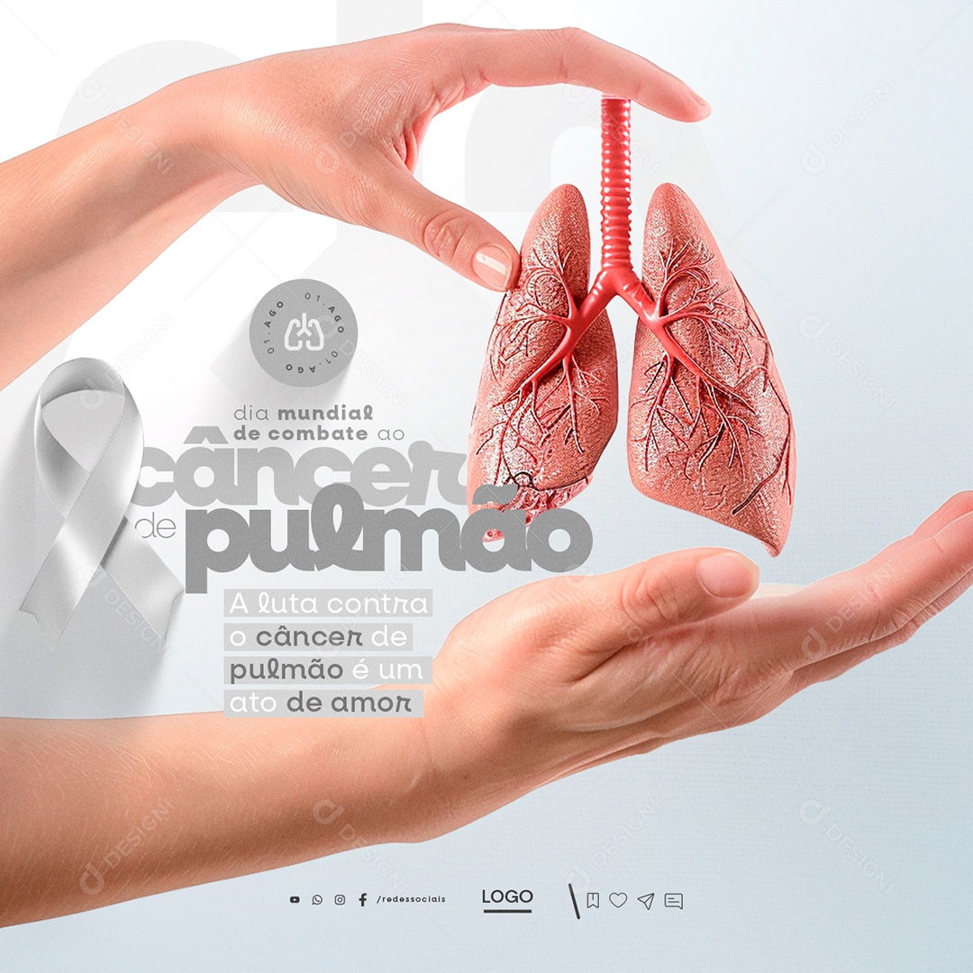 Dia Mundial do Combate ao Câncer de Pulmão 01 de Agosto Social Media PSD Editável