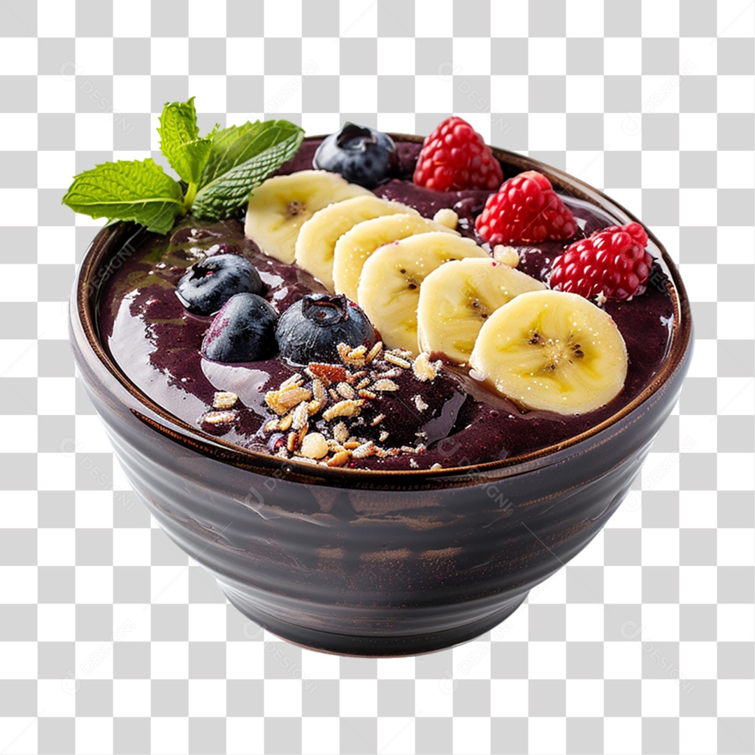 Pote de Açaí com Frutas PNG Transparente