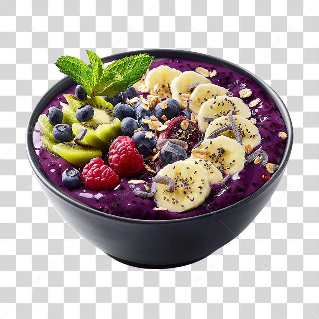 Pote de Açaí com Frutas PNG Transparente