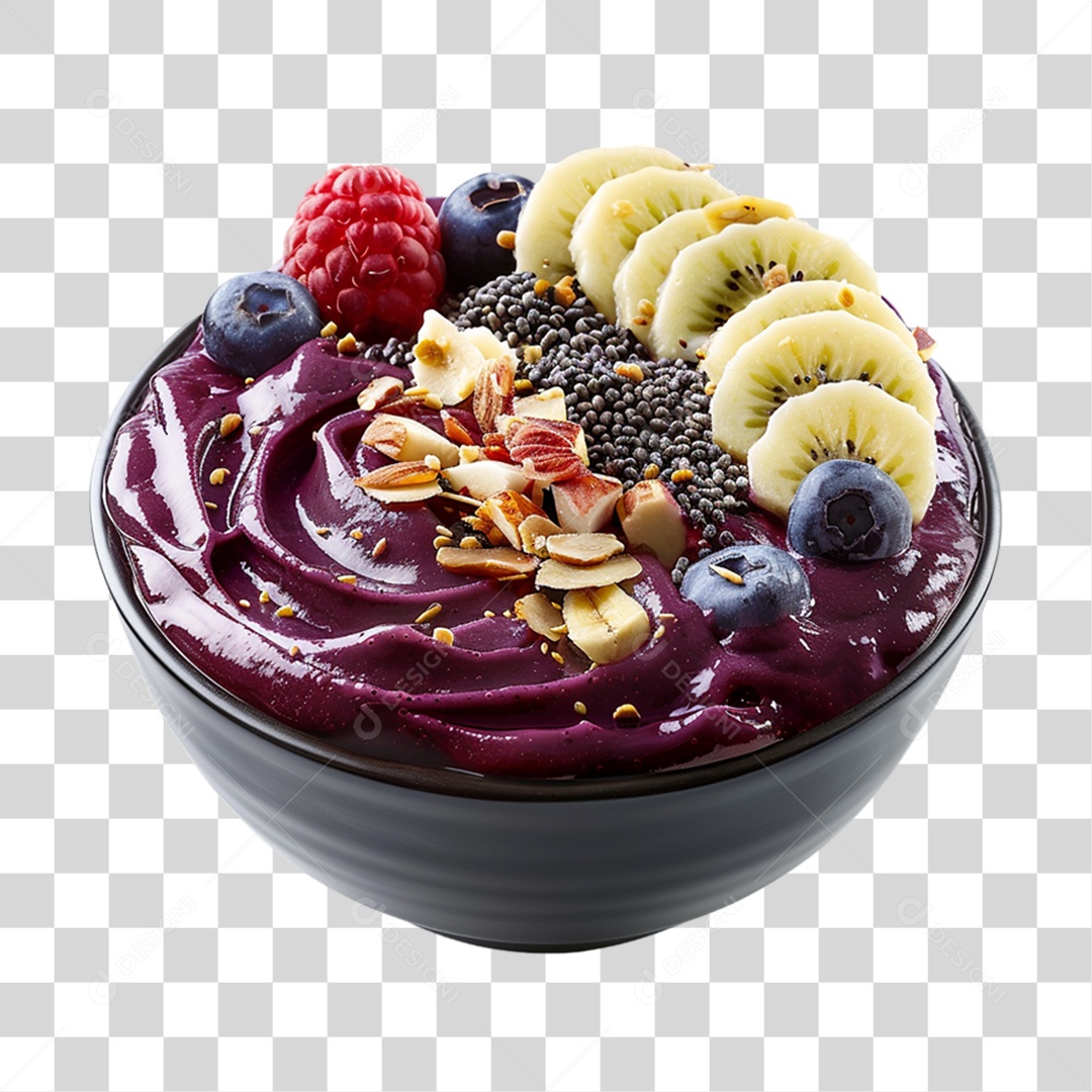 Pote de Açaí com Frutas PNG Transparente