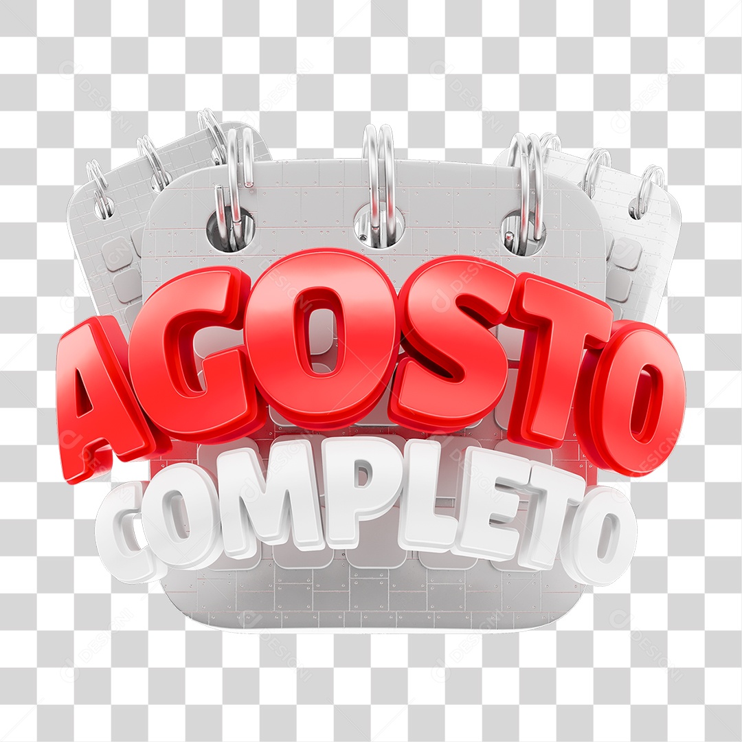 Selo 3D Agosto Completo PNG Transparente