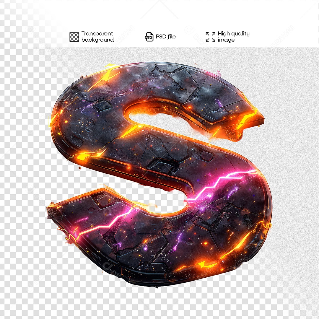 Letter S 3D Element for PSD Composition