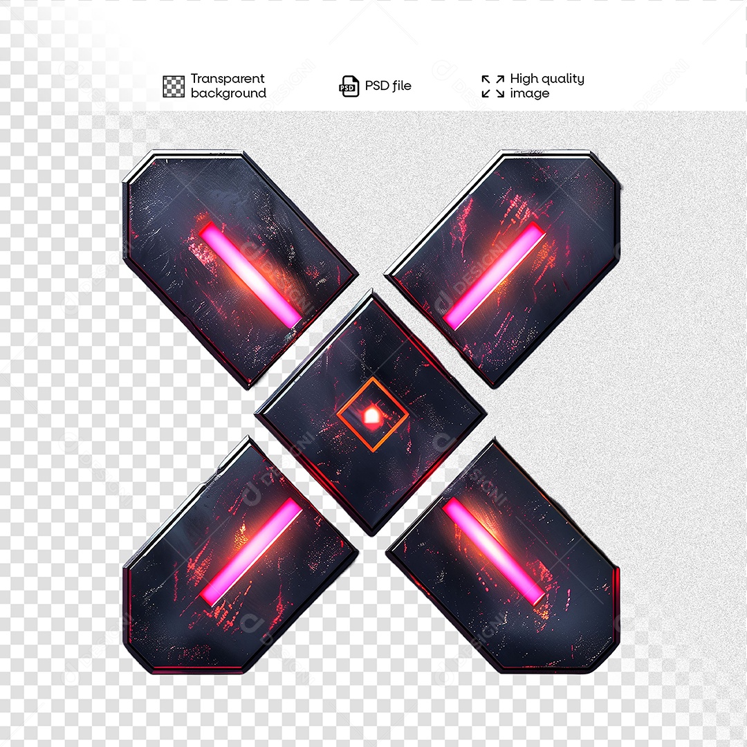 Letra X Elemento 3D para Composição PSD