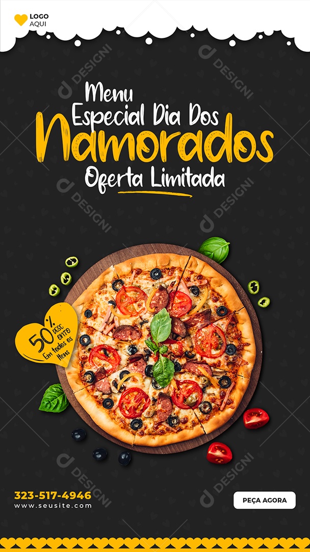 Story Menu Especial Dia dos Namorados Oferta Limitada Social Media PSD Editável