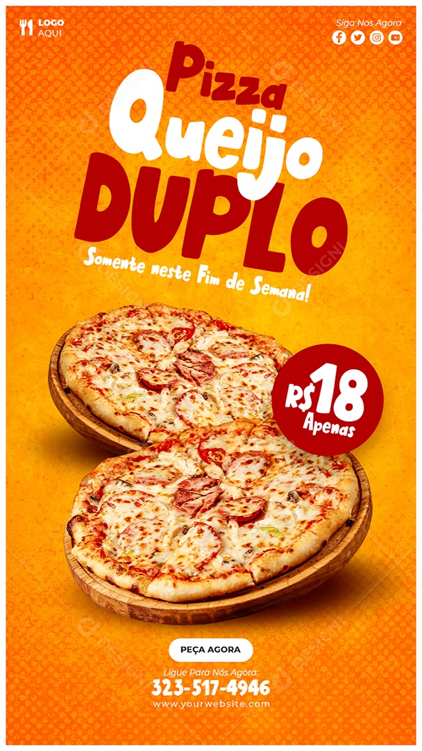 Story Pizza Queijo Dulplo Social Media PSD Editável