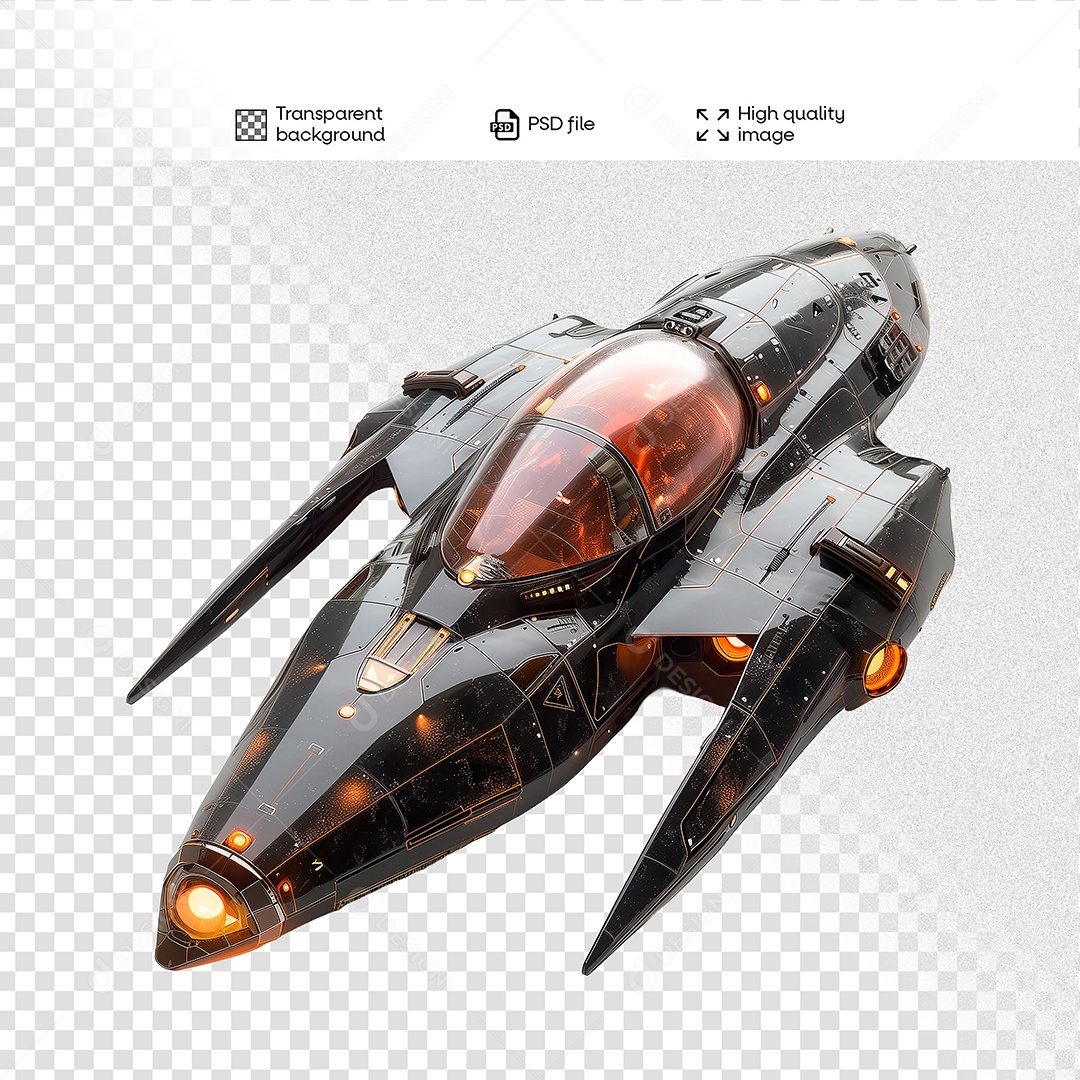 Nave Espacial Elemento 3D para Composição PSD