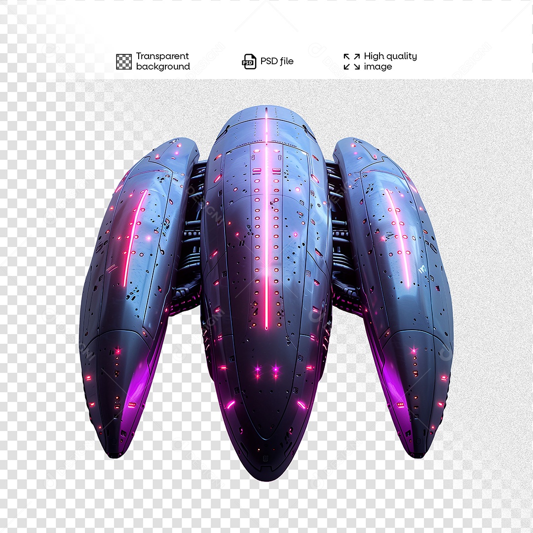 Nave Espacial Elemento 3D para Composição PSD