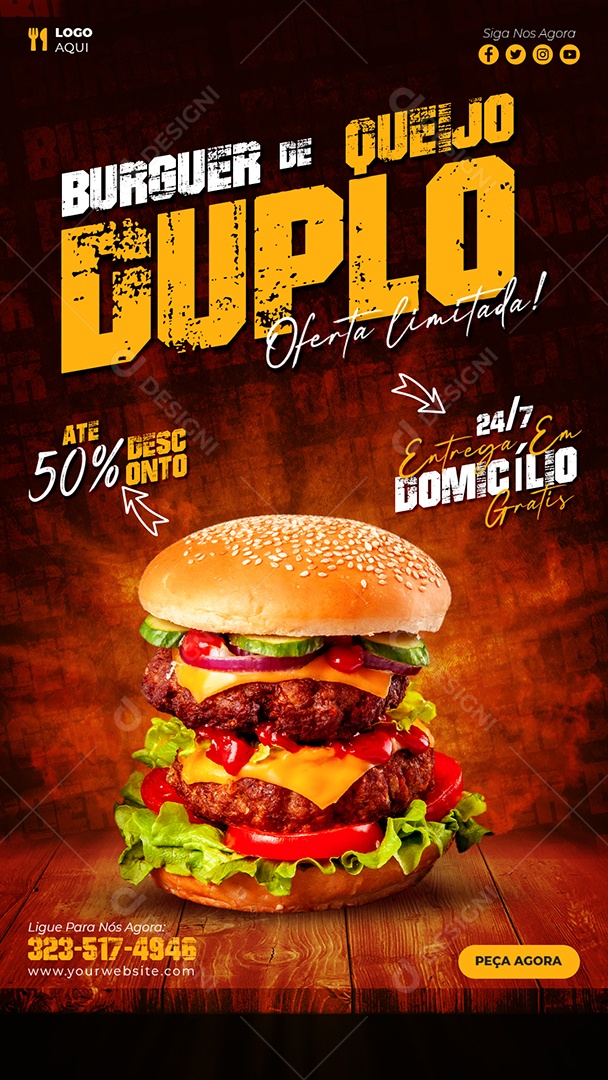 Story Double Cheese Burger Social Media PSD Editable