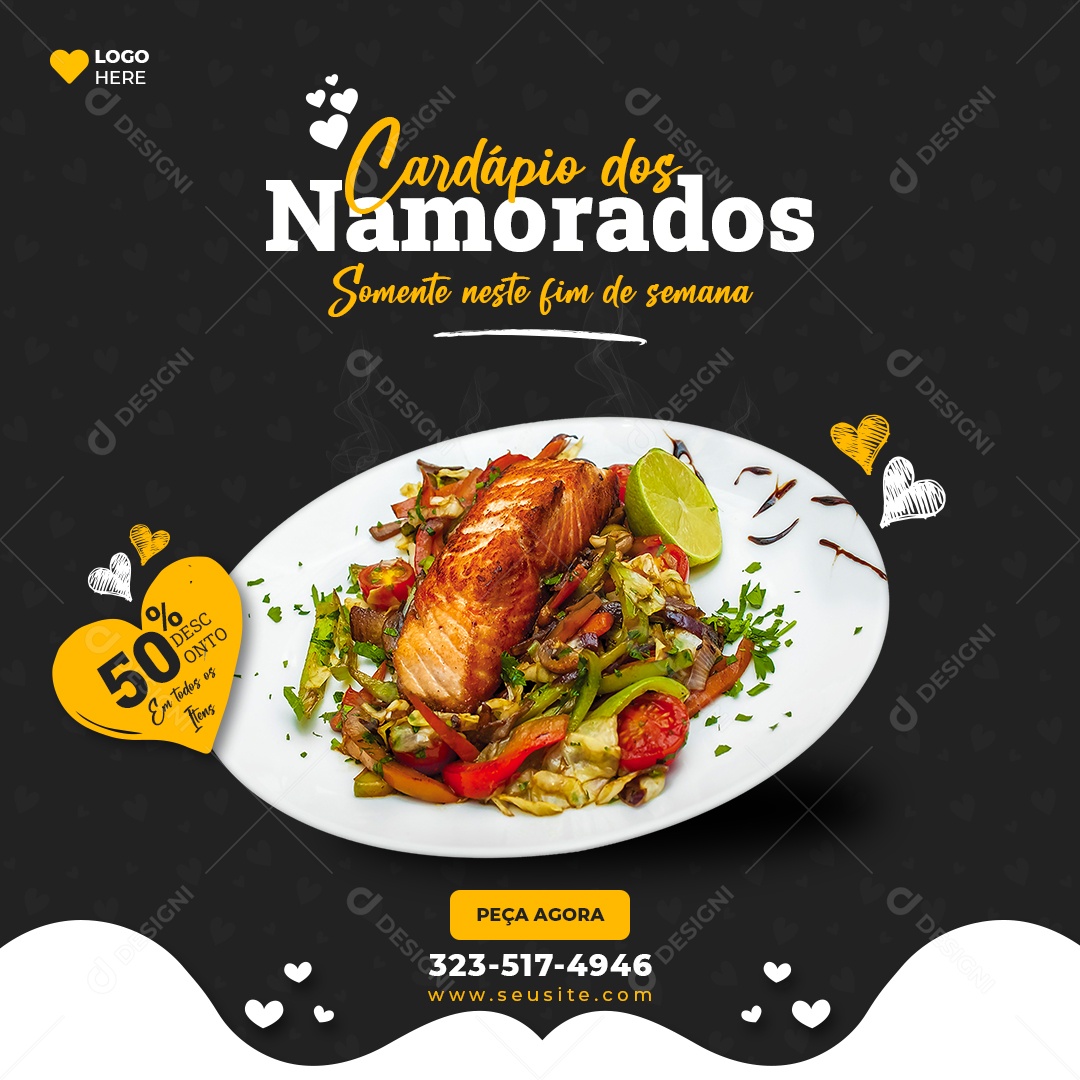 Cardápio dos Namorados Media PSD Editável