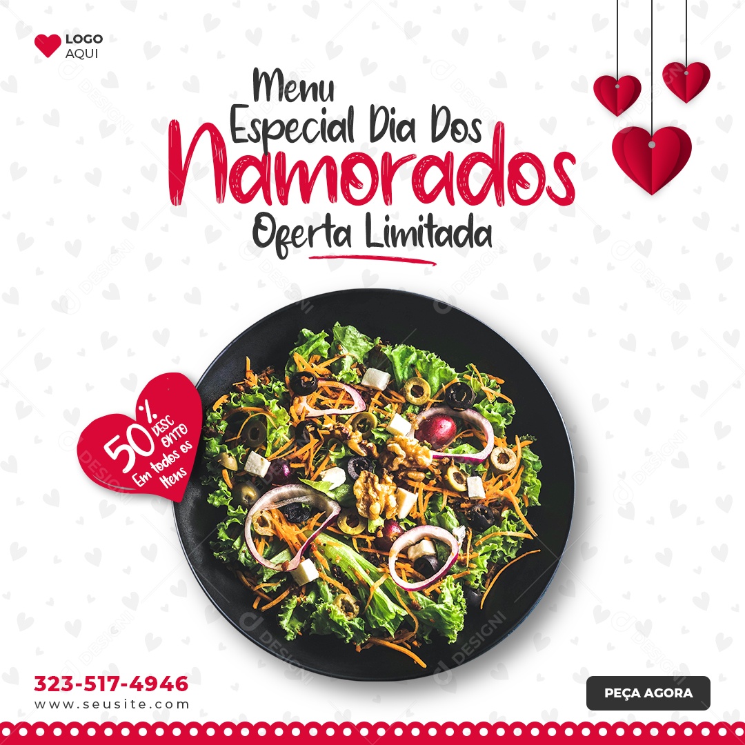 Menu Especial Dia dos Namorados Social Media PSD Editável