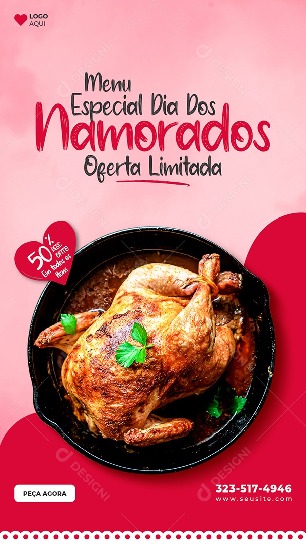 Story Menu Especial Dia dos Namorados Oferta Limitada Social Media PSD Editável