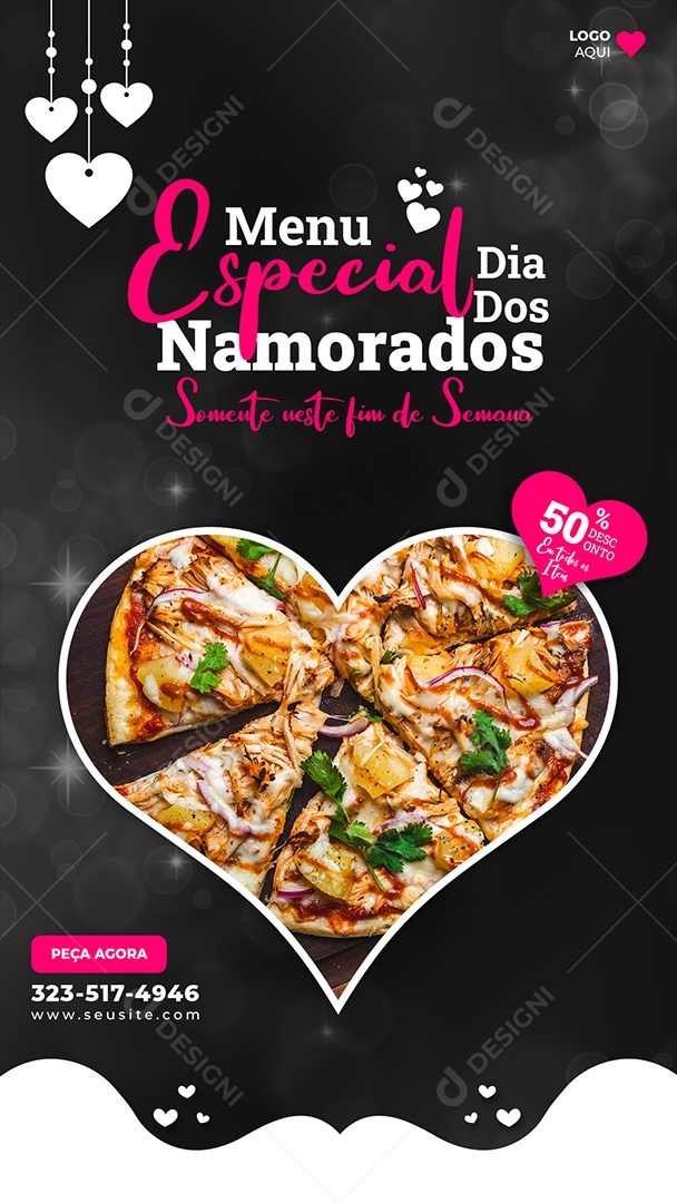 Story Menu Especial Dia dos Namorados com Desconto Peça Agora Social Media PSD Editável