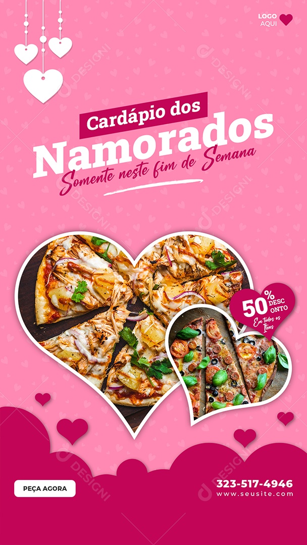 Story Cardápio dos Namorados com Desconto Media PSD Editável