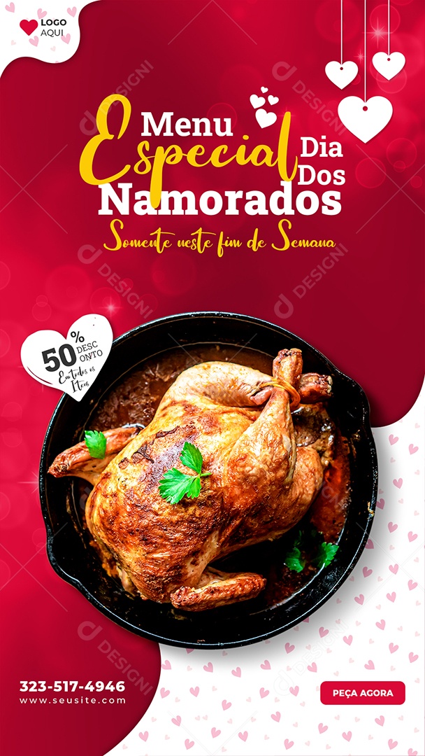 Story Menu Especial Dia dos Namorados Somente neste Fim de Semana Social Media PSD Editável