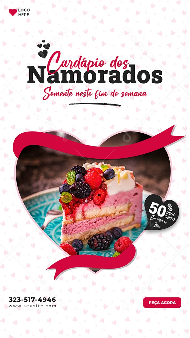 Story Cardápio dos Namorados Media PSD Editável