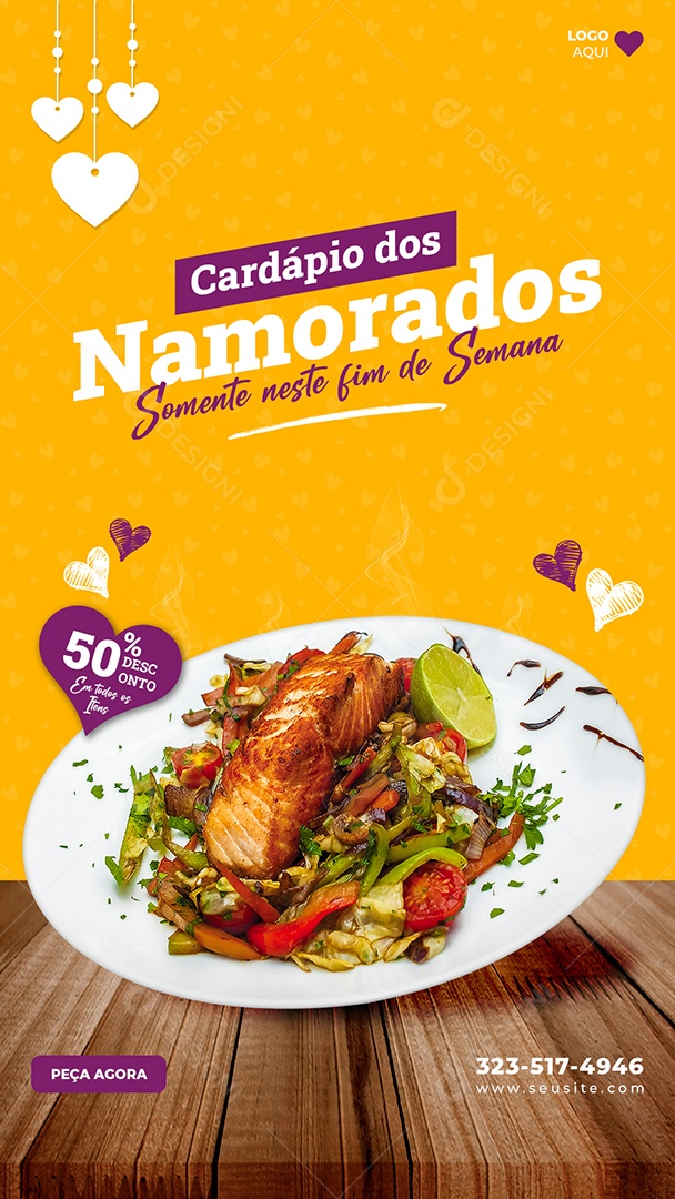 Story Cardápio dos Namorados Somente neste Fim de Semana Social Media PSD Editável