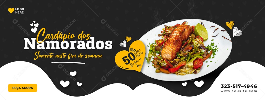 Banner Cardápio dos Namorados Media PSD Editável