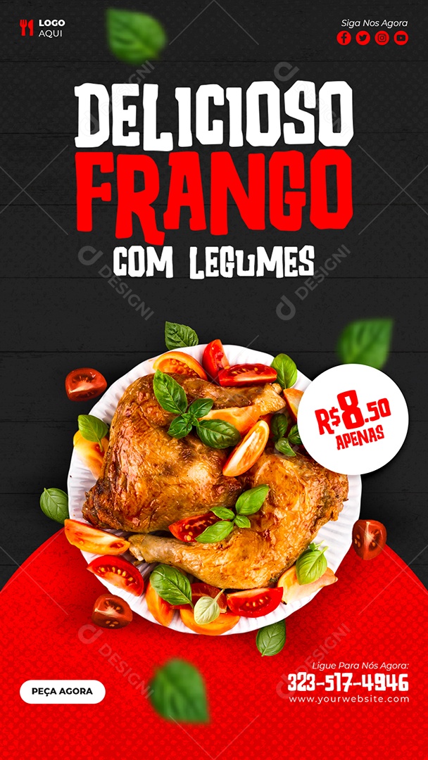 Story Delicioso Frango com Legumes Social Media PSD Editável