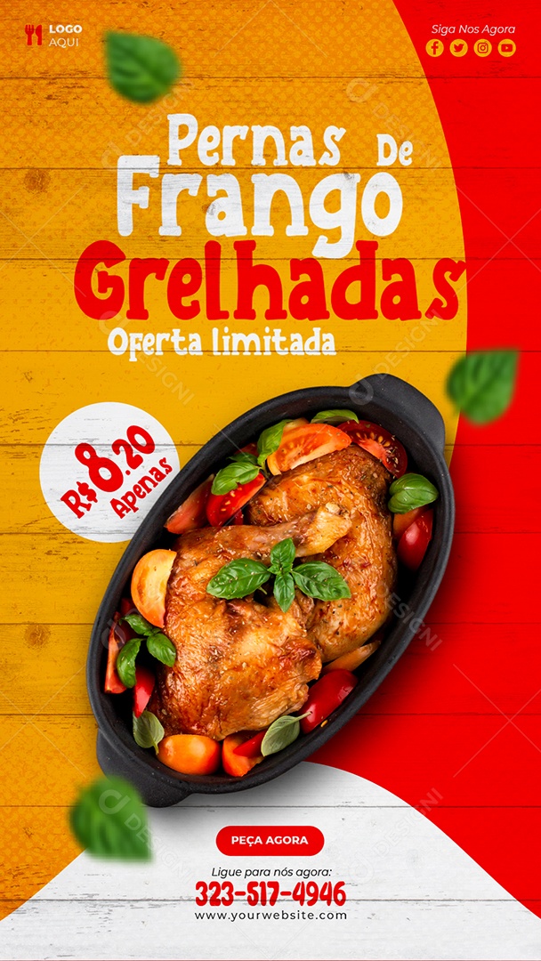 Story Pernas de Frango Grelhadas Oferta Limitada Social Media PSD Editável