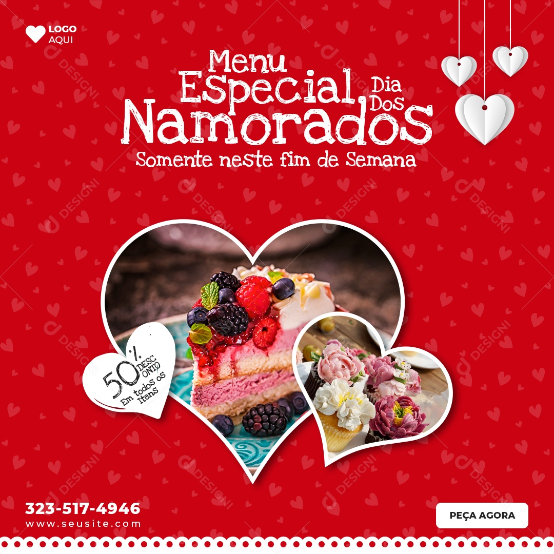 Menu Especial Dia dos Namorados Social Media PSD Editável