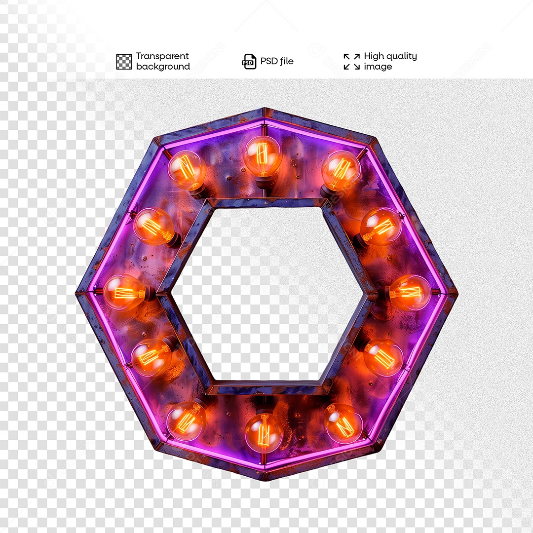 Elemento 3D de Madeira com Lampadas para Composição PSD