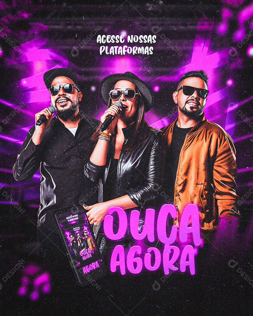 Flyer Ouça Agora Social Media PSD Editável