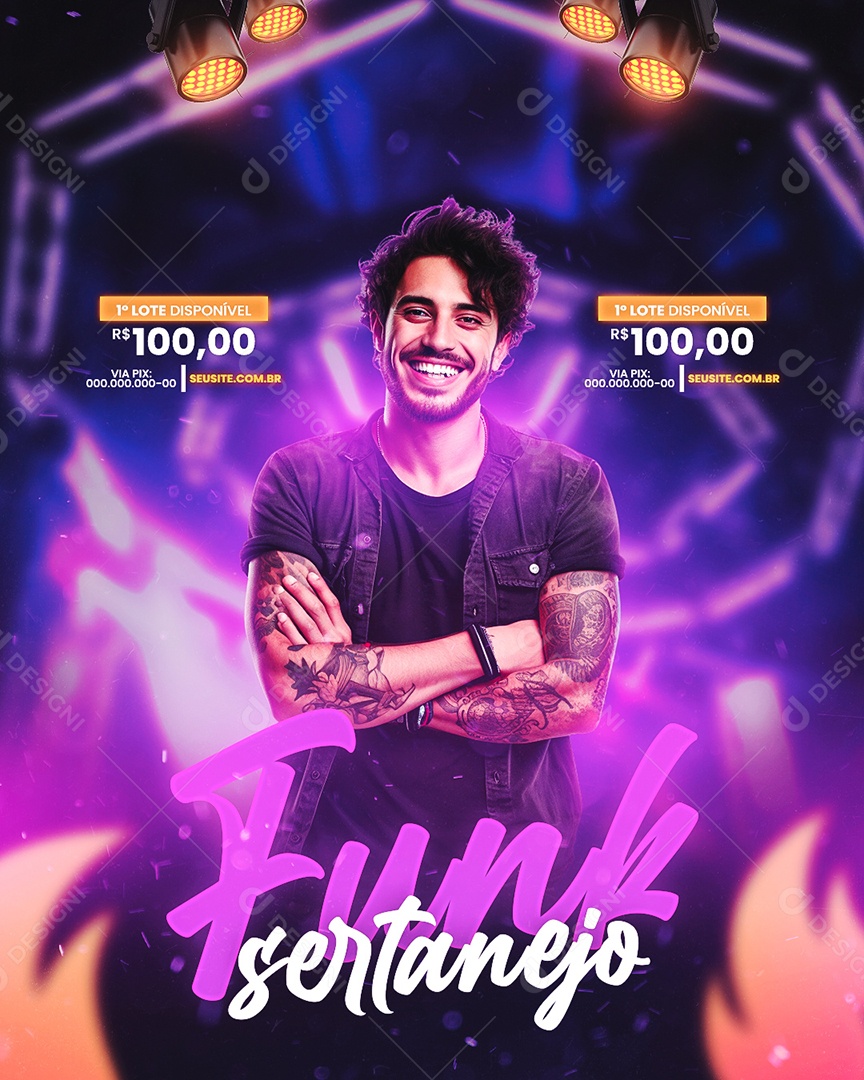 Flyer Funk Sertanejo Social Media PSD Editável