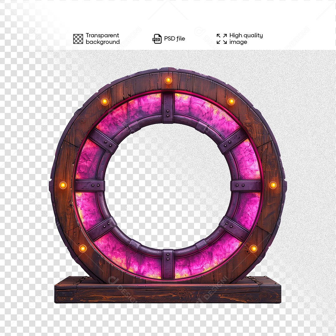 Elemento 3D de Madeira com Luz para Composição PSD