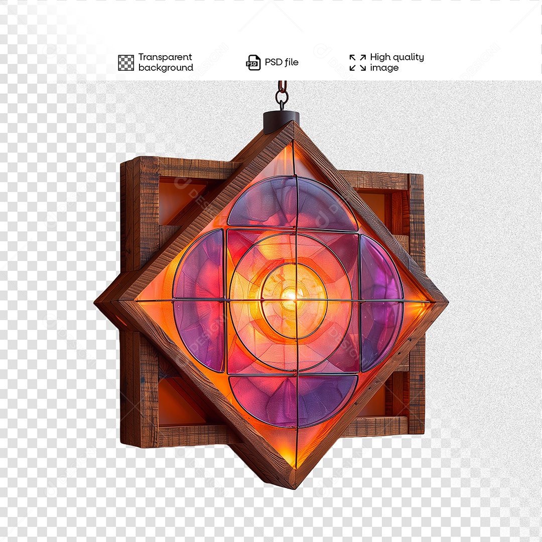 Elemento 3D de Madeira com Luz para Composição PSD