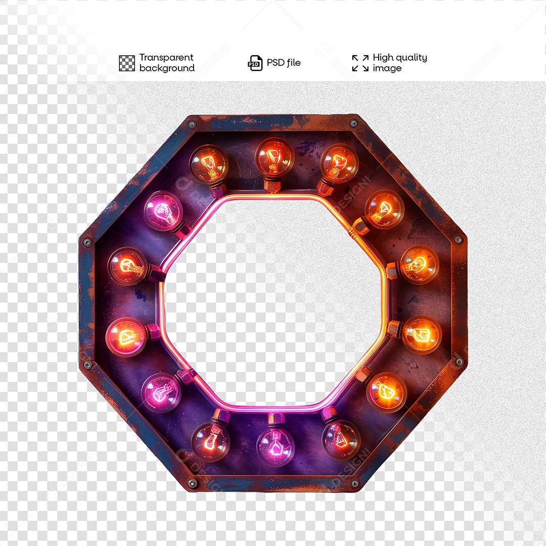 Elemento 3D de Madeira com Luz para Composição PSD