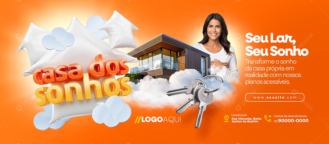 Banner Casa dos Sonhos Imobiliária Seu Lar do Sonho Social Media PSD Editável