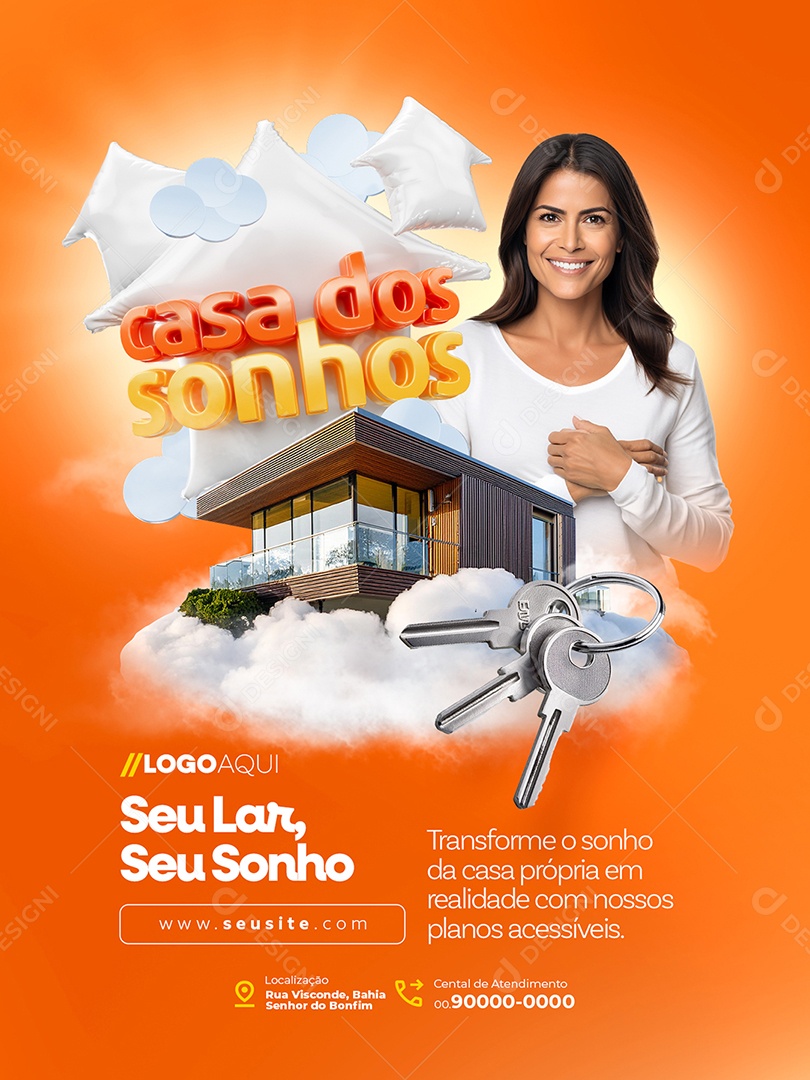Casa dos Sonhos Imobiliária Encarte Seu Lar do Sonho Social Media PSD Editável
