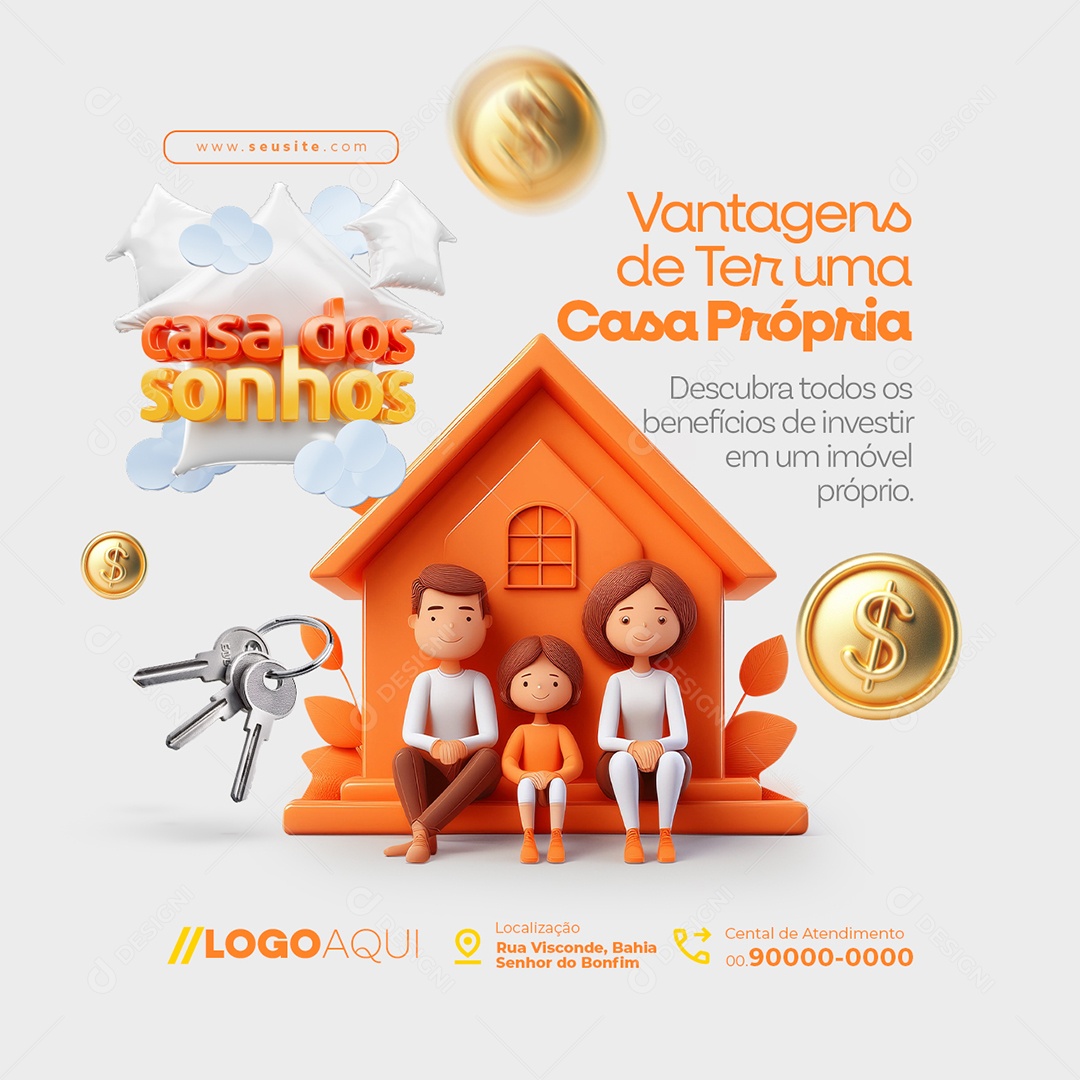 Casa dos Sonhos Imobiliária Vantagens Social Media PSD Editável