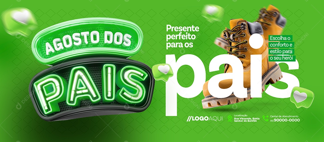 Banner Agosto dos Pais Loja de Calçados Presente Perfeito para os Pais Social Media PSD Editável
