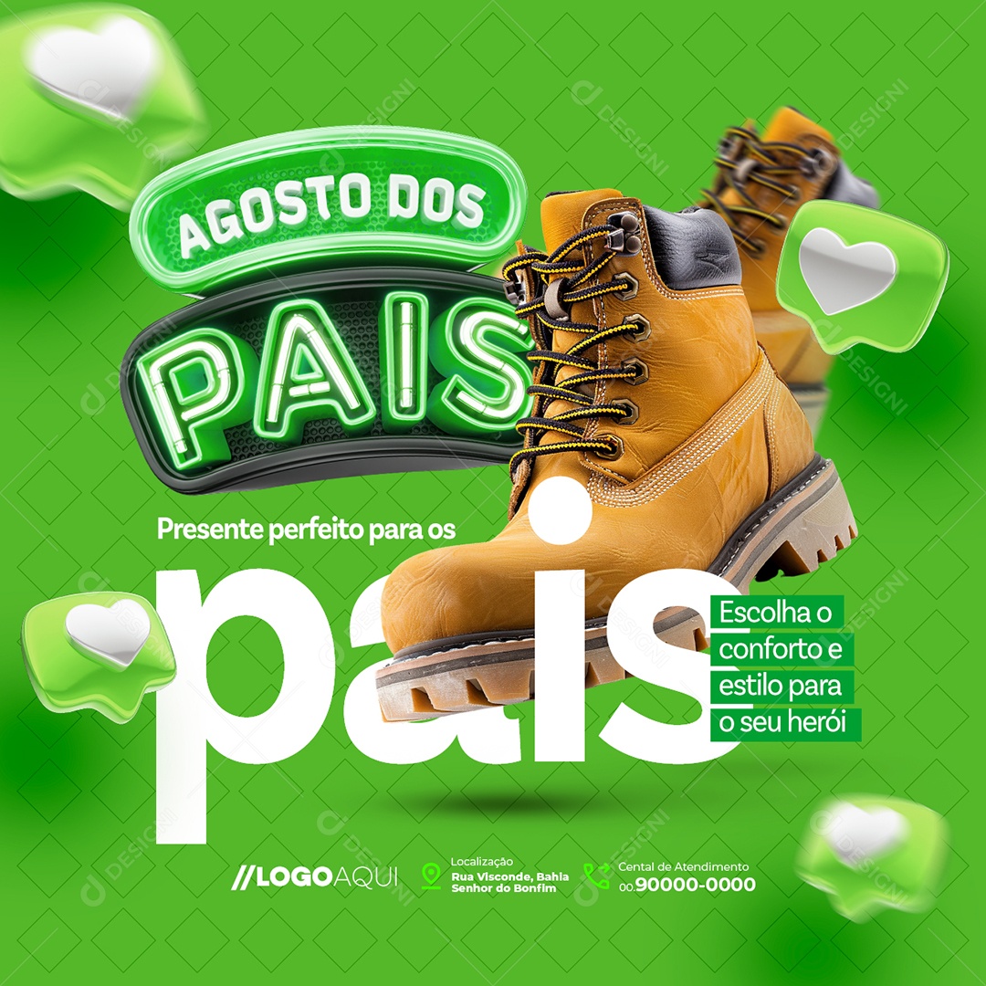 Agosto dos Pais Loja de Calçados Presente Perfeito para os Pais Social Media PSD Editável