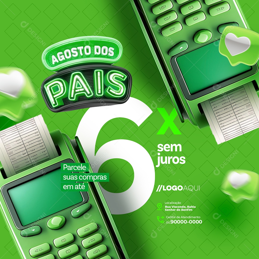 Agosto dos Pais Loja de Calçados 6x Sem Juros Social Media PSD Editável