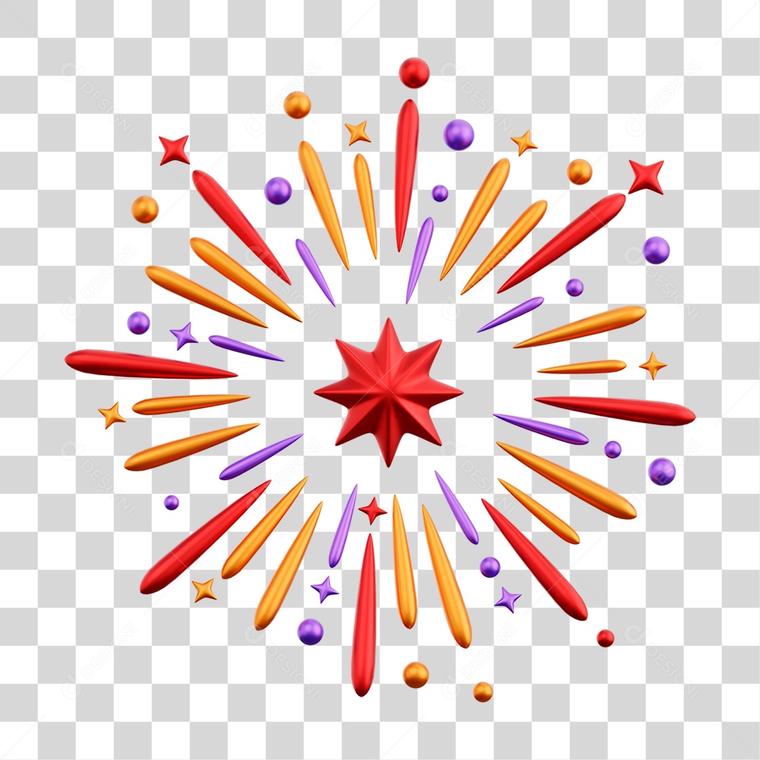 Ícones 3D da Festa de Ano Novo PNG Transparente