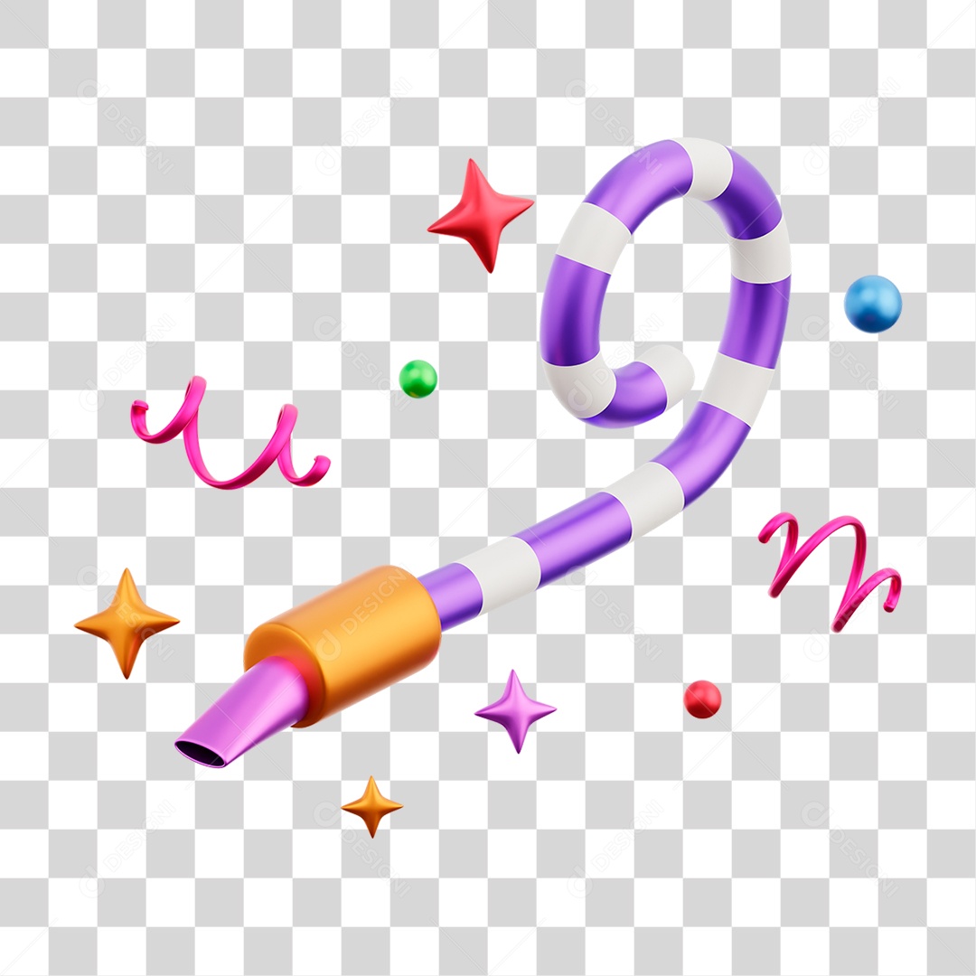 Ícones 3D da Festa de Ano Novo PNG Transparente