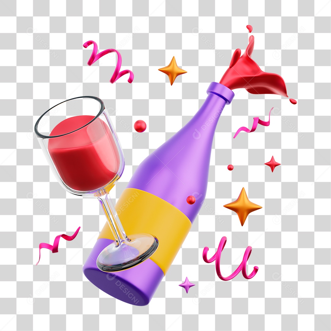 Ícones 3D da Festa de Ano Novo PNG Transparente