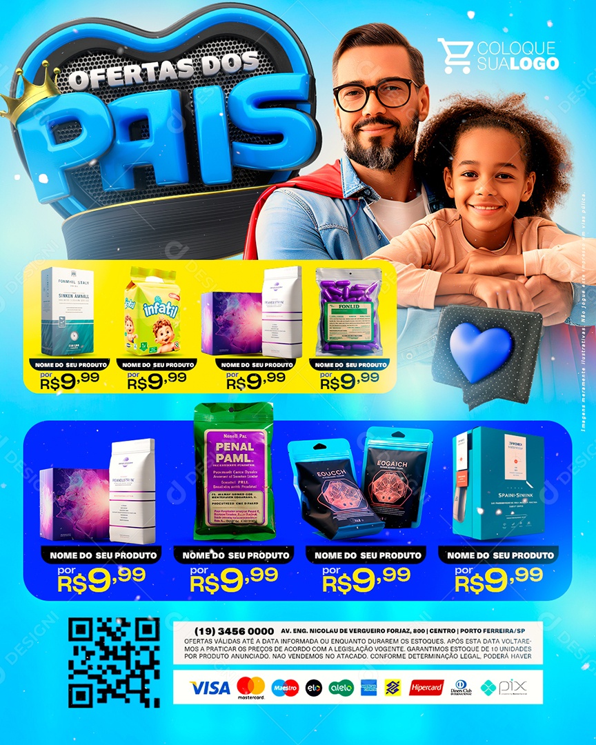 Tabloide Ofertas dos Pais Produtos Supermercado Social Media PSD Editável