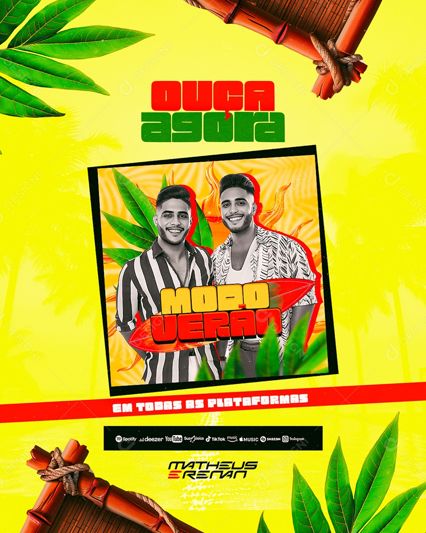 Flyer Ouça Agora Modo Verão Social Media PSD Editável