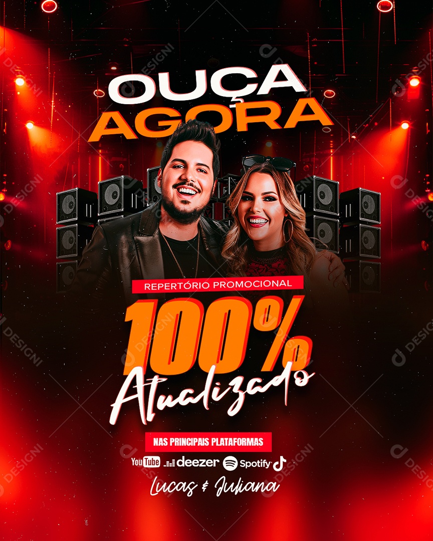 Flyer Ouça Agora 100% Atualizado Social Media PSD Editável