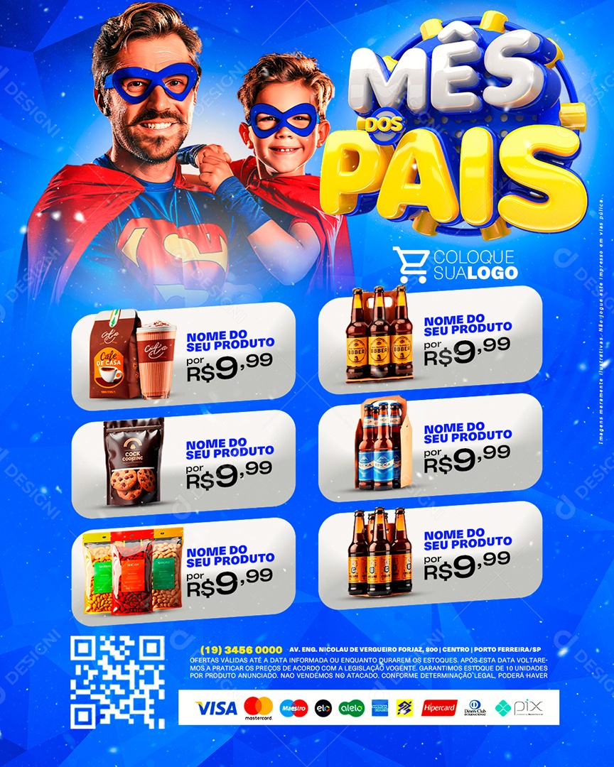 Tabloide Mês dos Pais Produtos Supermercado Social Media PSD Editável