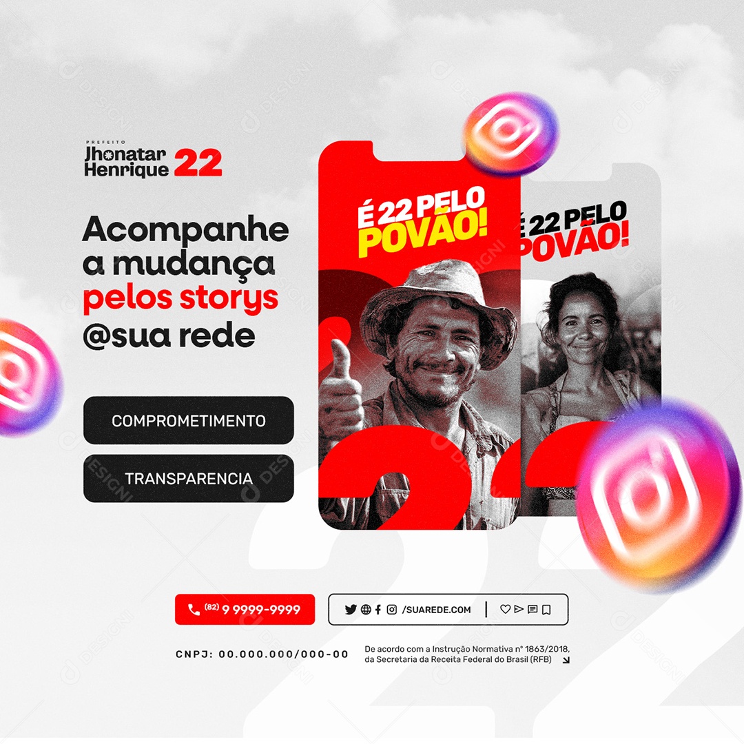 Eleição 2024 Acompanhe a Mudança Social Media PSD Editável