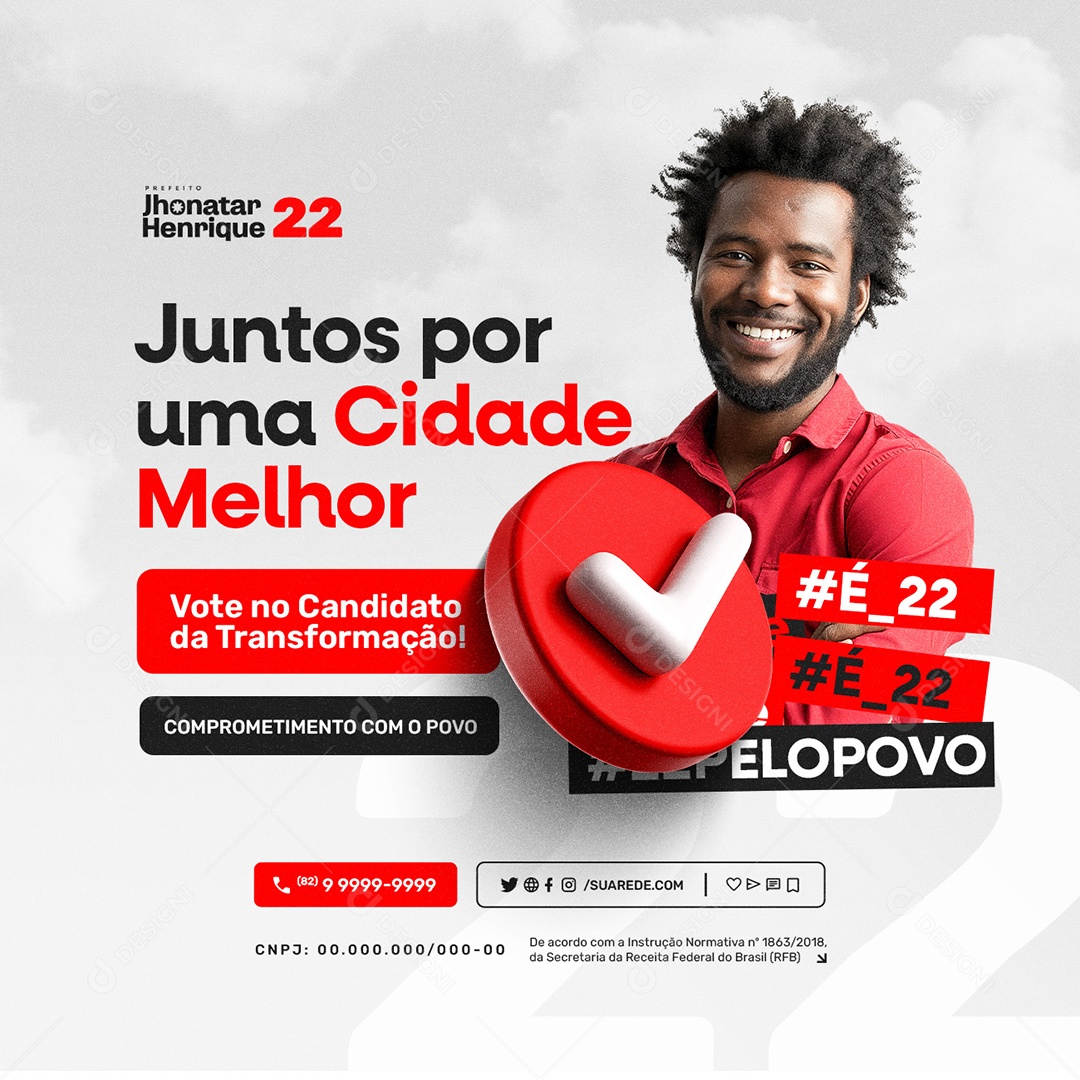 Eleição 2024 Prefeito Jhonatar Henrique Social Media PSD Editável