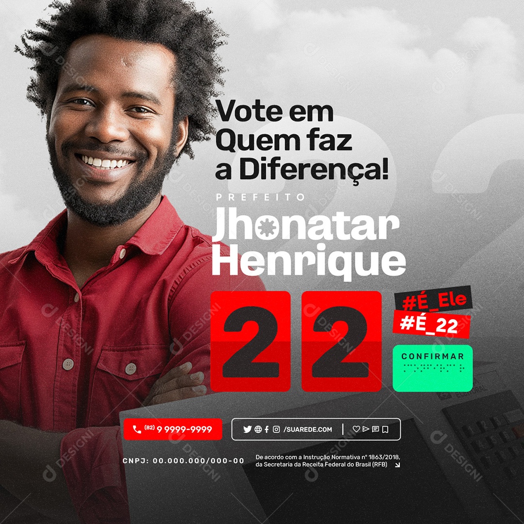Eleição 2024 Vote em Quem Faz a Diferença Social Media PSD Editável